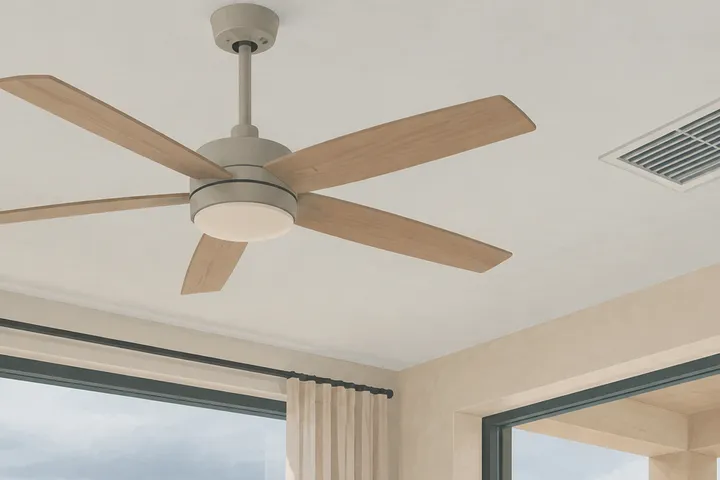 Illustrative desert home with residential AC equipment