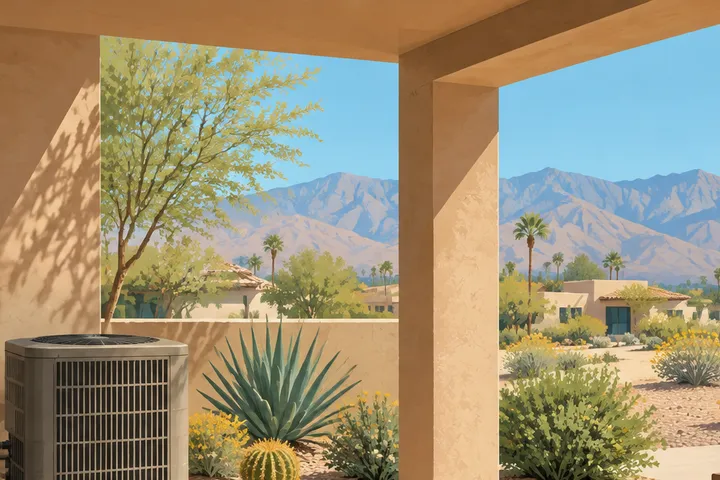Illustrative home AC equipment scene