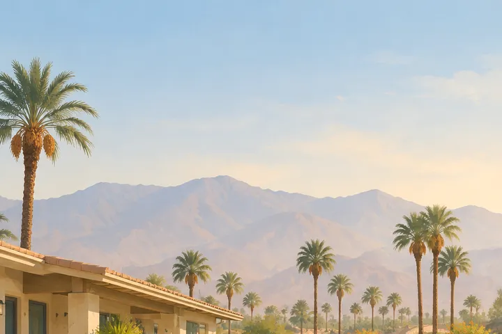 Illustrative detail of a home AC system in a desert setting