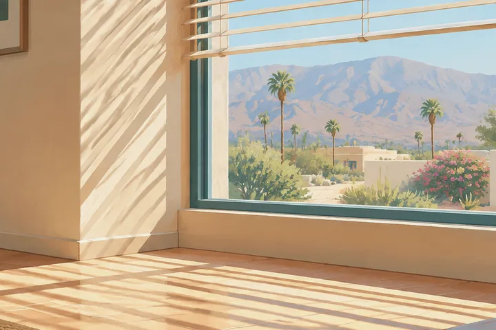 Illustrative residential AC scene, not a customer property