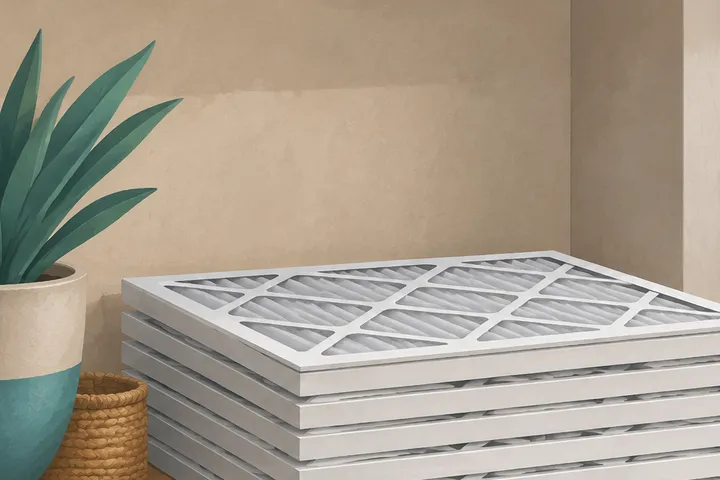 Illustrative detail of a home AC system in a desert setting