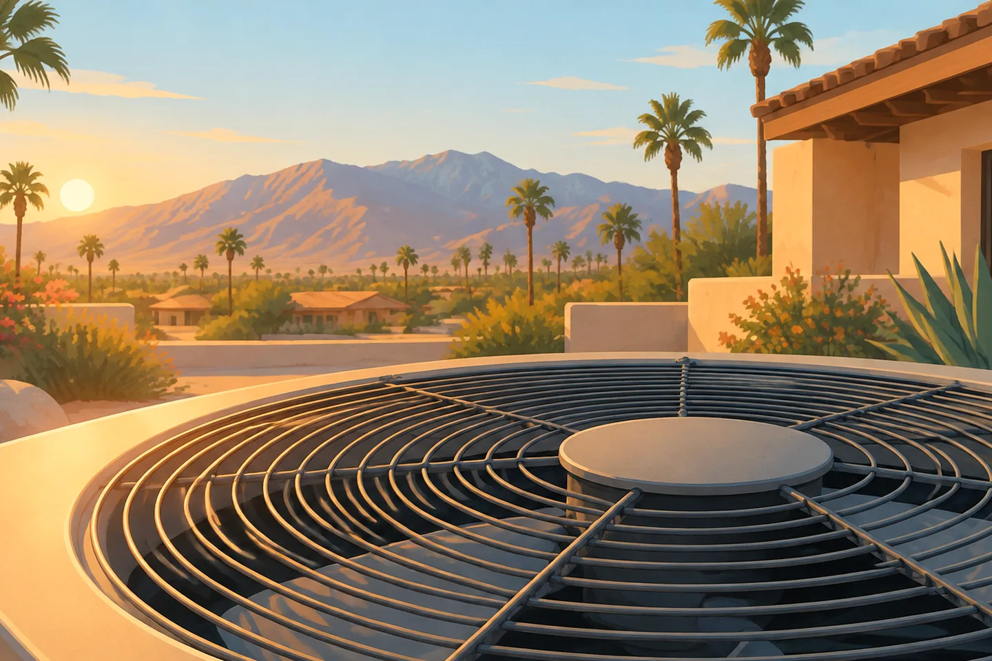 Conceptual illustration of home air conditioning and airflow