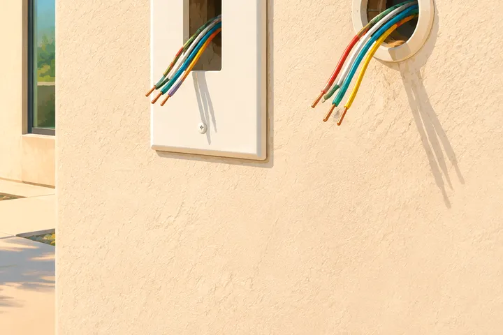 Illustrative detail of a home AC system in a desert setting