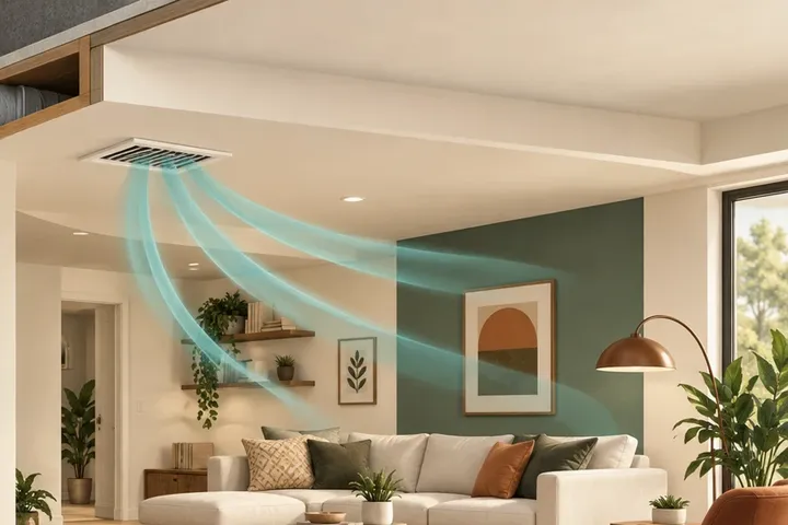 Illustrative residential AC scene, not a customer property