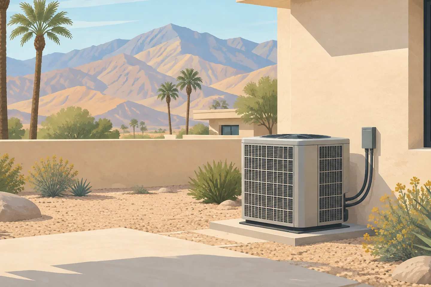 Conceptual illustration of home air conditioning and airflow
