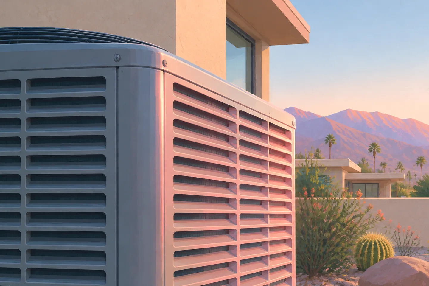 Conceptual illustration of a home cooling system and indoor airflow
