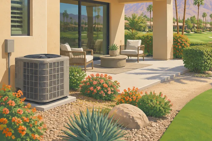 Illustrative home AC equipment scene